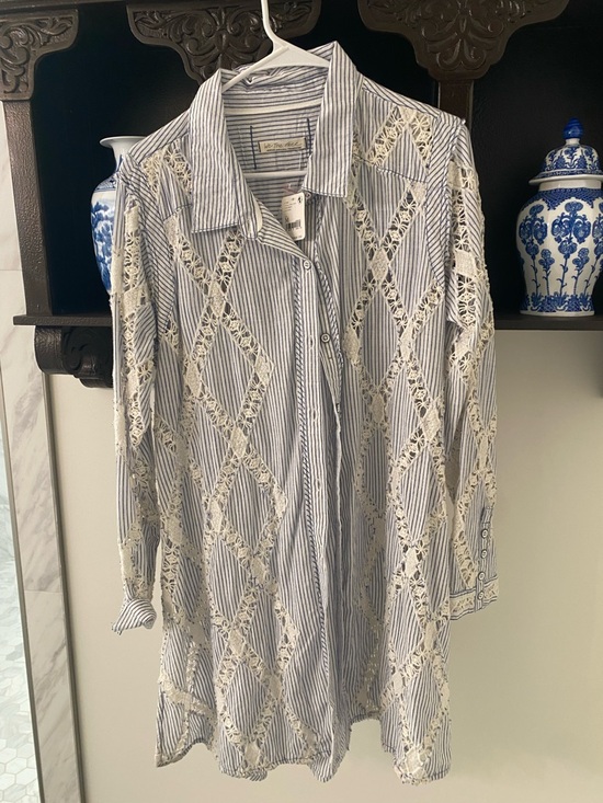 We The Free Tops - We The Free Blue & White Striped Button Shirt